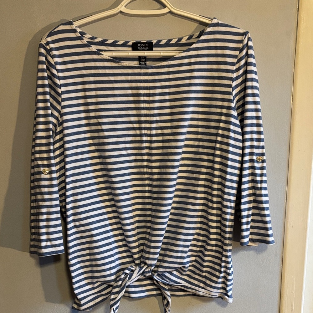Jones New York Nautical Striped Long Sleeve Top